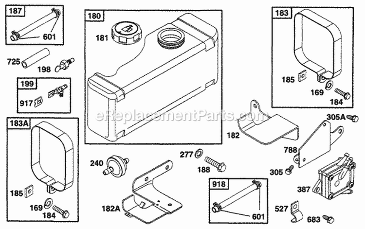 Fuel Tank Grp Diagram and Parts List for 255702-0117-01  Briggs and Stratton Engine